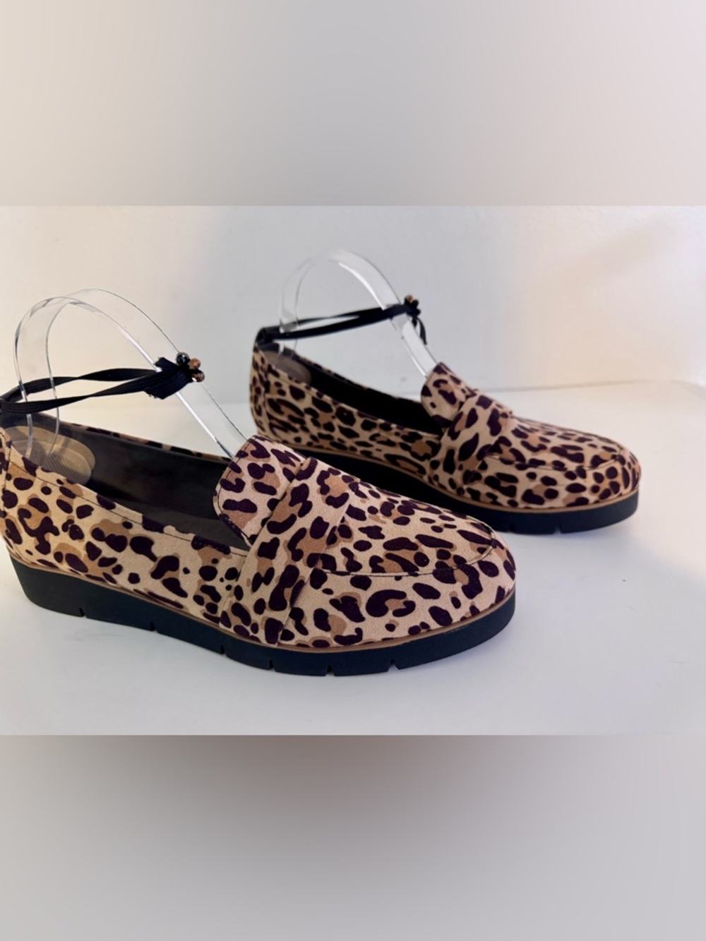 Dr. Scholl's Leopard Print Slip-On Loafers Ankle Strap Foam insole Platform 9.5